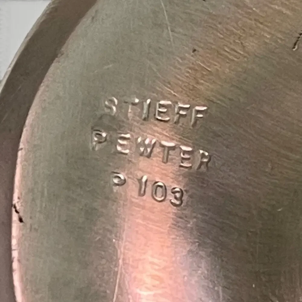 Vtg. Pair Stieff Pewter Candlestick Holders Model P 103 Weighted Colonial Taper
